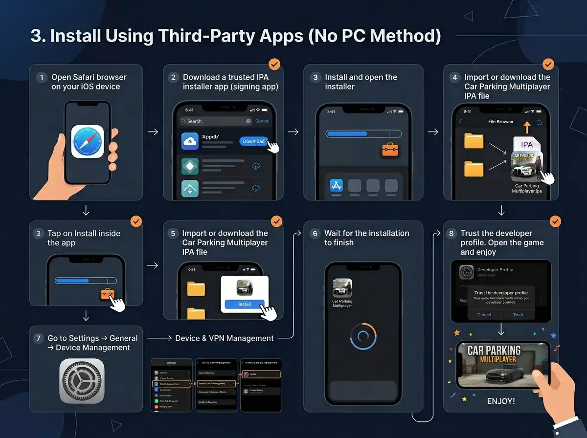 Install Car Parking Multiplayer on iOS Using Third-Party Apps No PC Method