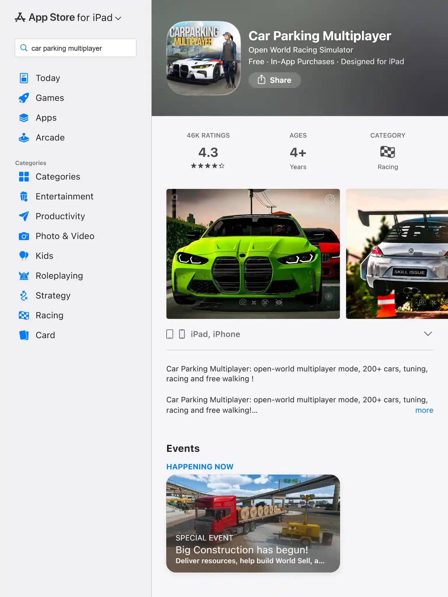 Installing Car Parking Multiplayer on iPad