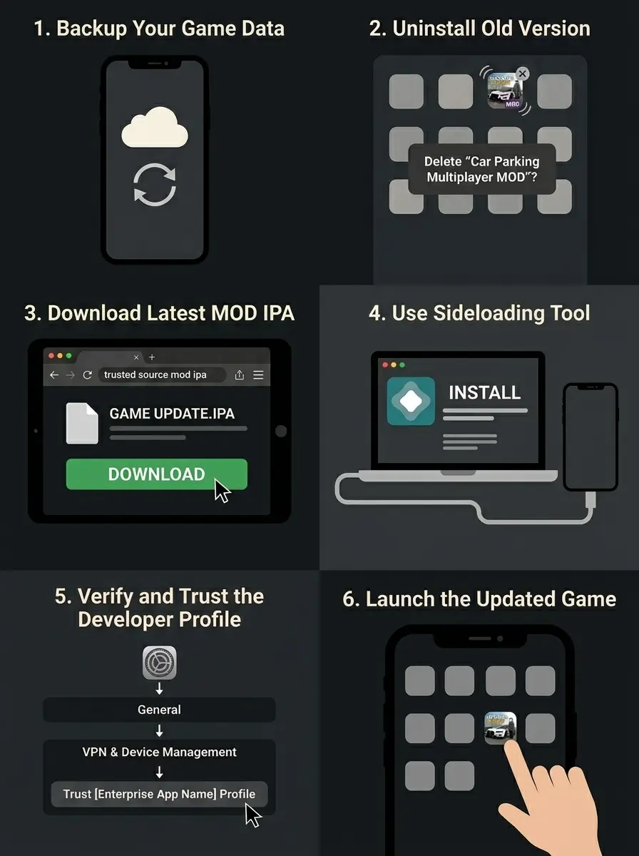 Updating Car Parking Multiplayer MOD or Sideloaded IPA Versions