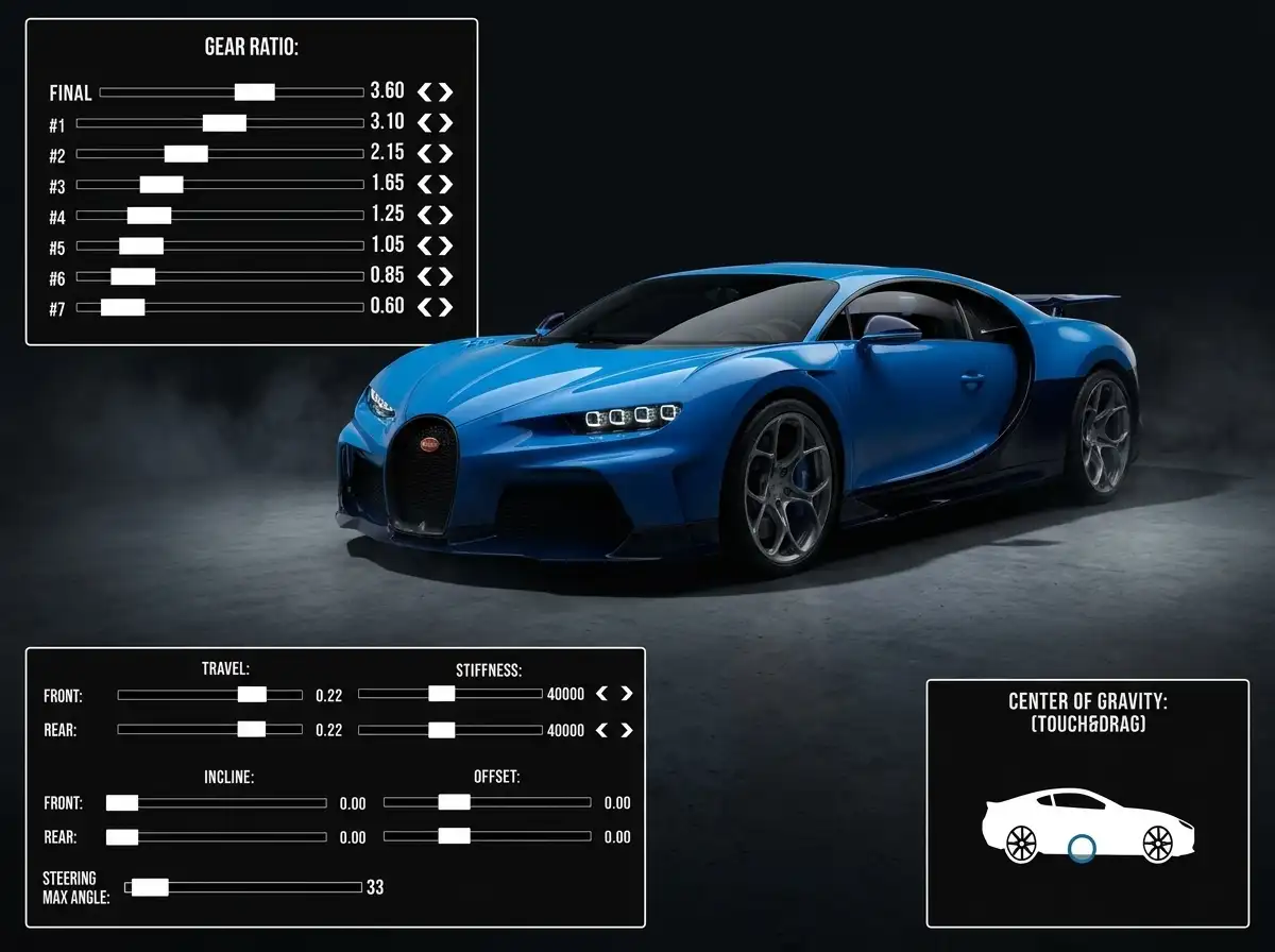 Best CPM Gearbox Settings for Fast Speed & Drifting Bugatti Chiron