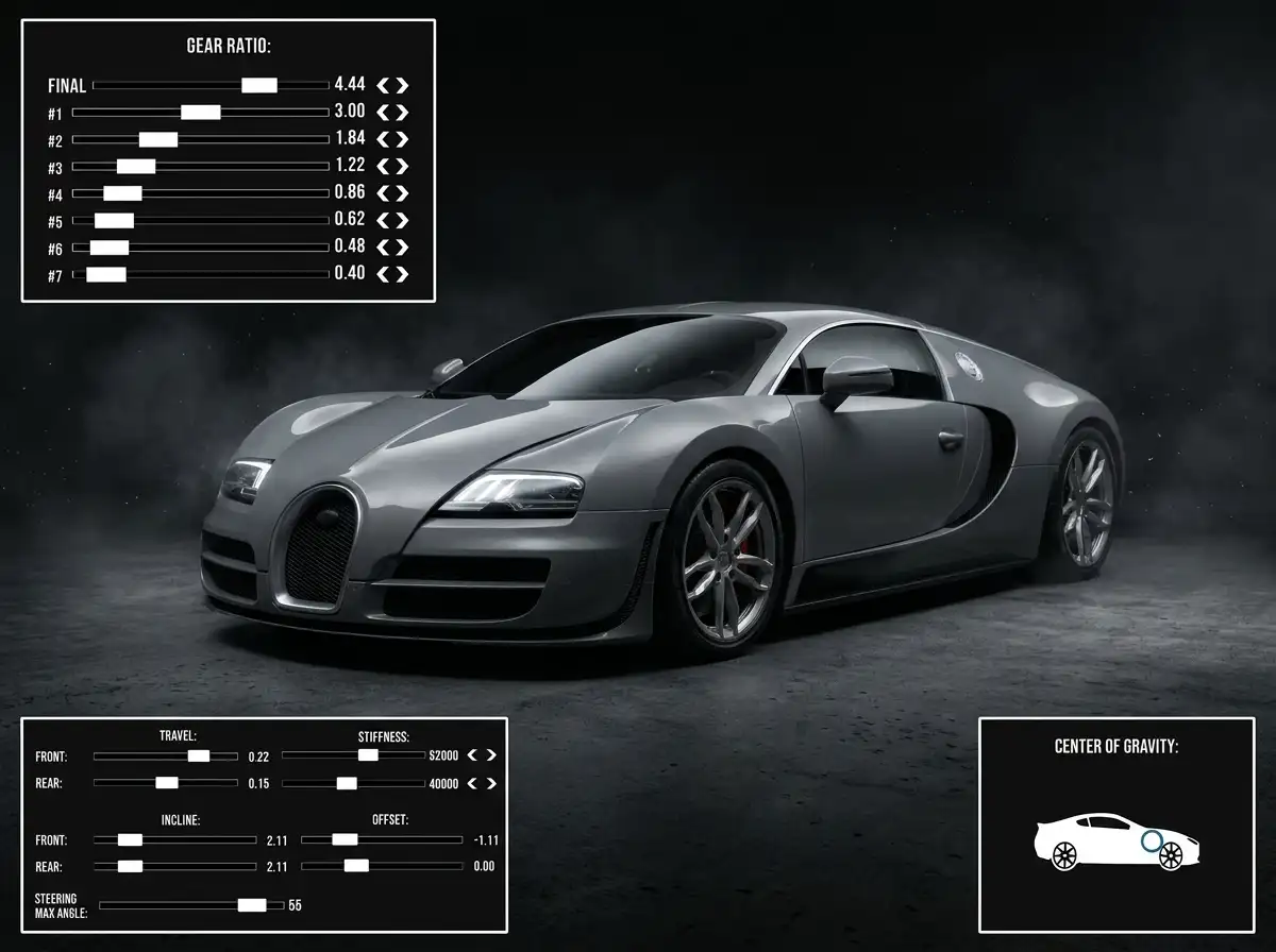 Best CPM Gearbox Settings for Fast Speed & Drifting Bugatti Veyron